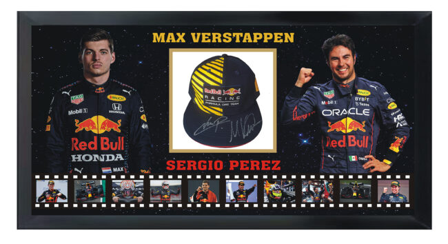 Max Verstappen and Sergio Perez Signed Red Bull Racing Cap