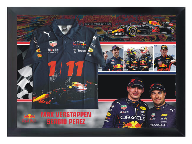 Max Verstappen And Sergio Perez Signed Red Bull Racing Shirt