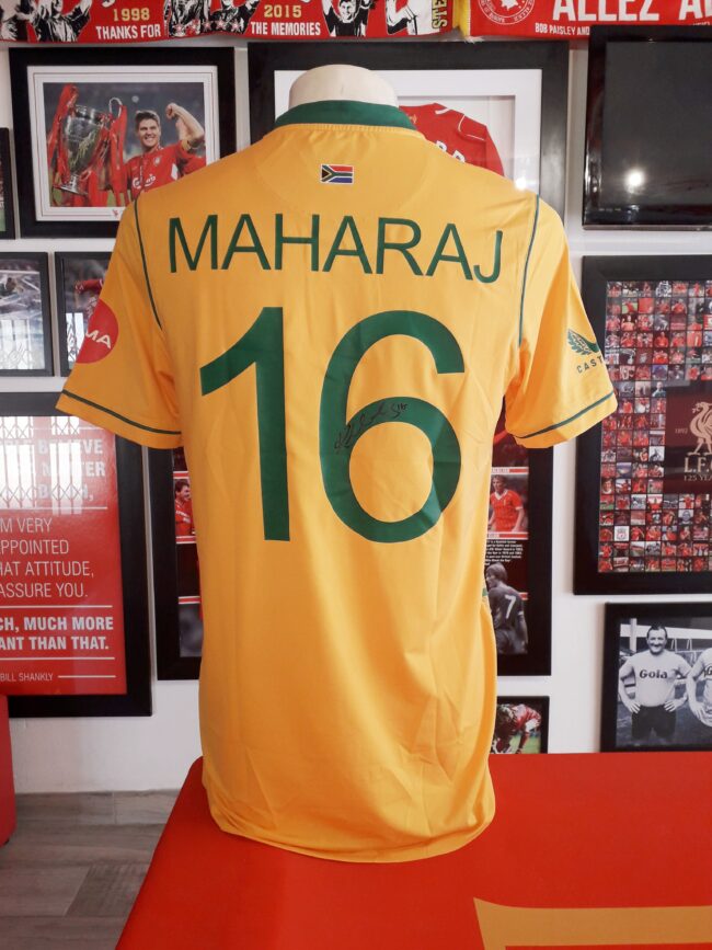 South Africa - Keshav Maharaj Match Used and Signed T20 World Cup Shirt