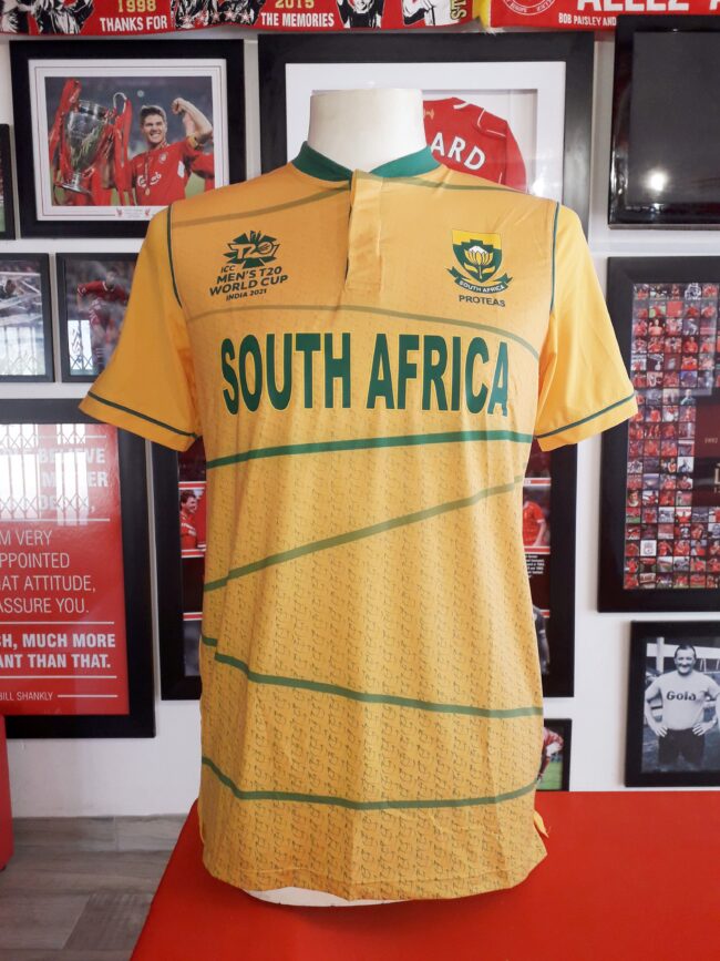 Alternative view of South Africa - Keshav Maharaj Match Used and Signed T20 World Cup Shirt