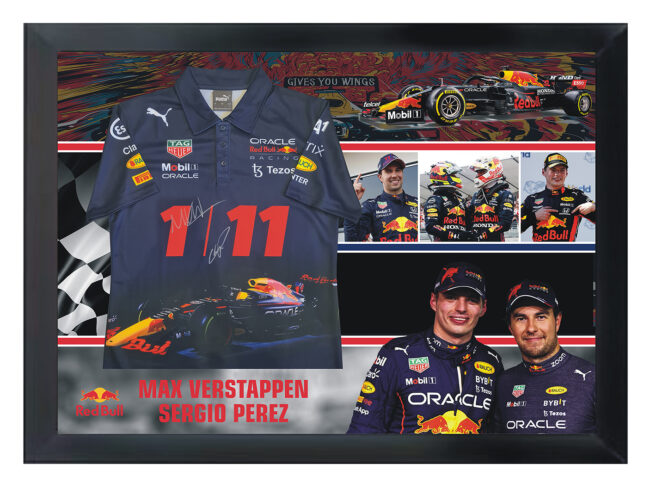 Max Verstappen And Sergio Perez Signed Red Bull Racing Shirt