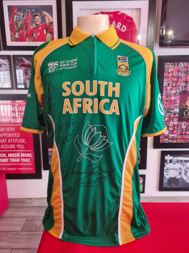 South Africa - Herschelle Gibbs 2007 World Cup Shirt Signed 6x6's